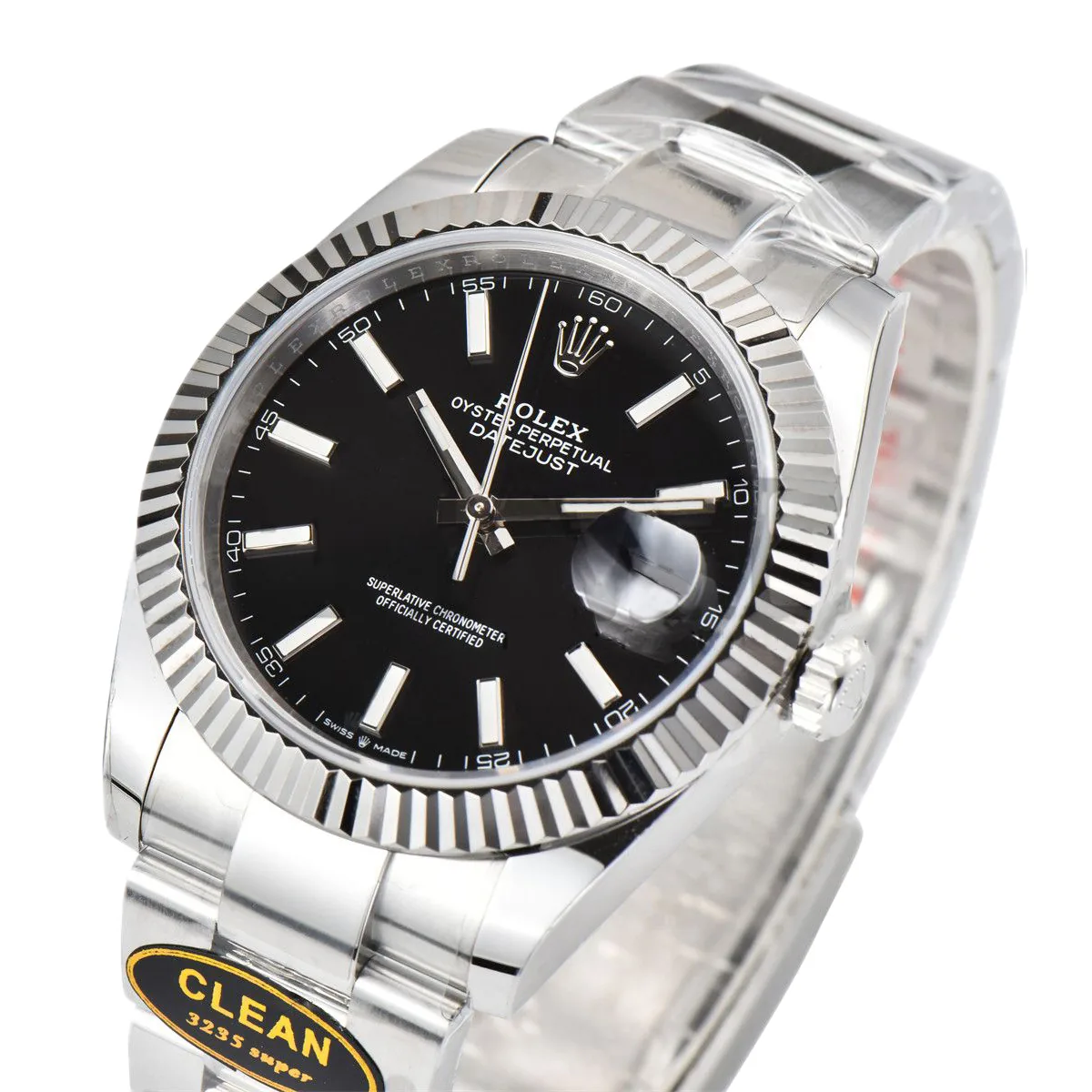 Datejust 41 126334 Clean Factory quadrante nero brillante indici a bastone su bracciale Oyster - immagine 3