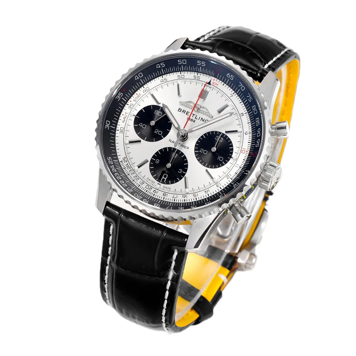 Navitimer B01 Chronograph 43 Silver Dial in Steel on Leather Strap Ref. AB0138241G1P1 - Image 2
