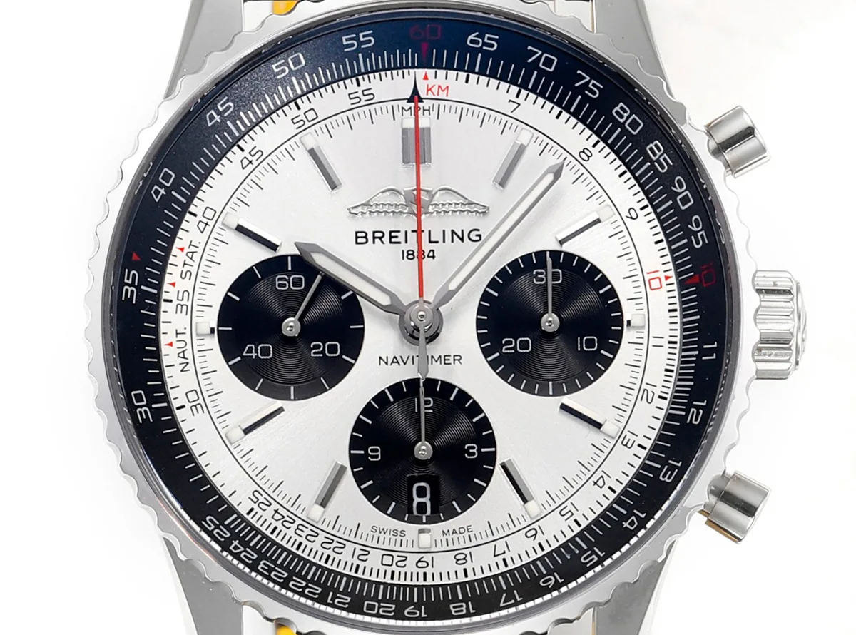 Navitimer B01 Chronograph 43 Silver Dial in Steel on Leather Strap Ref. AB0138241G1P1 - Image 6