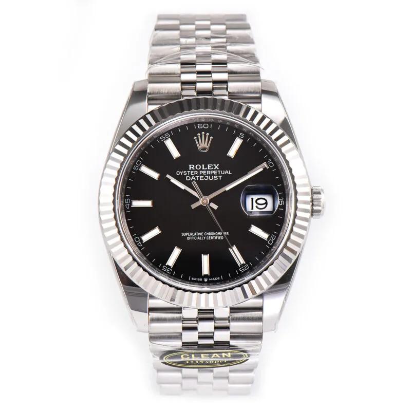 Datejust 41 esfera negra con índices de bastón en acero Clean Factory - Imagen 2