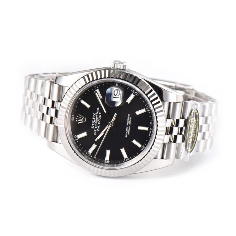 Datejust 41 esfera negra con índices de bastón en acero Clean Factory - Imagen 7