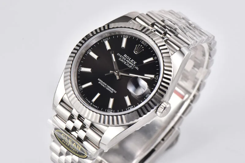 Datejust 41 esfera negra con índices de bastón en acero Clean Factory - Imagen 3