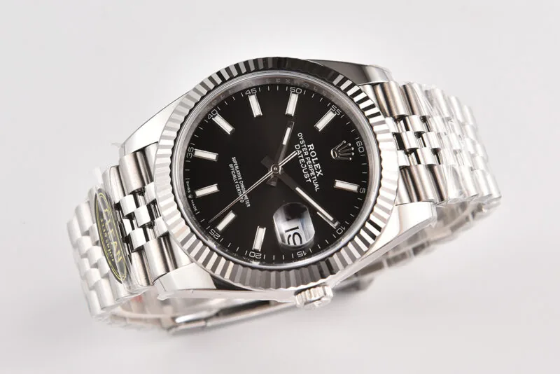 Datejust 41 esfera negra con índices de bastón en acero Clean Factory - Imagen 5