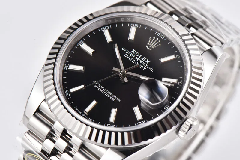 Datejust 41 esfera negra con índices de bastón en acero Clean Factory - Imagen 4