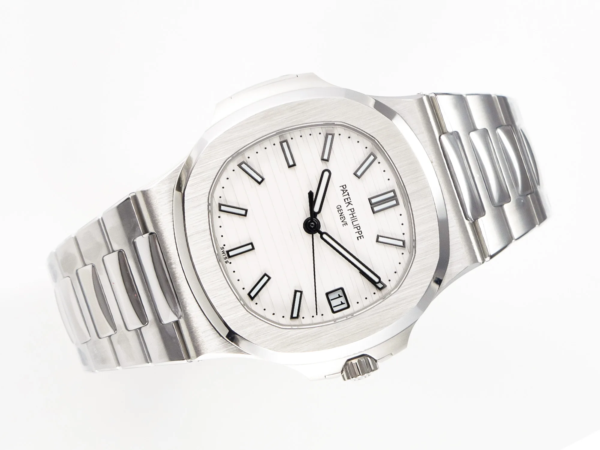 Nautilus 5711 3KF 1:1 Best Edition cadran blanc sur bracelet SS A324 Super Clone V2 – Image 5