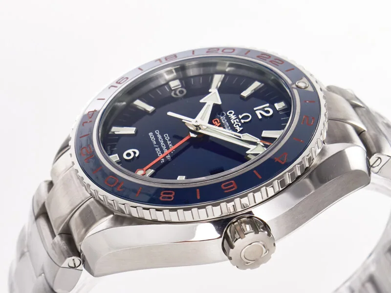 Planet Ocean 600M Co-Axial GMT 43.5mm VSF 1:1 Best Edition blaues Zifferblatt blaue Keramiklünette am SS-Armband A8605 Super Clone – Bild 11