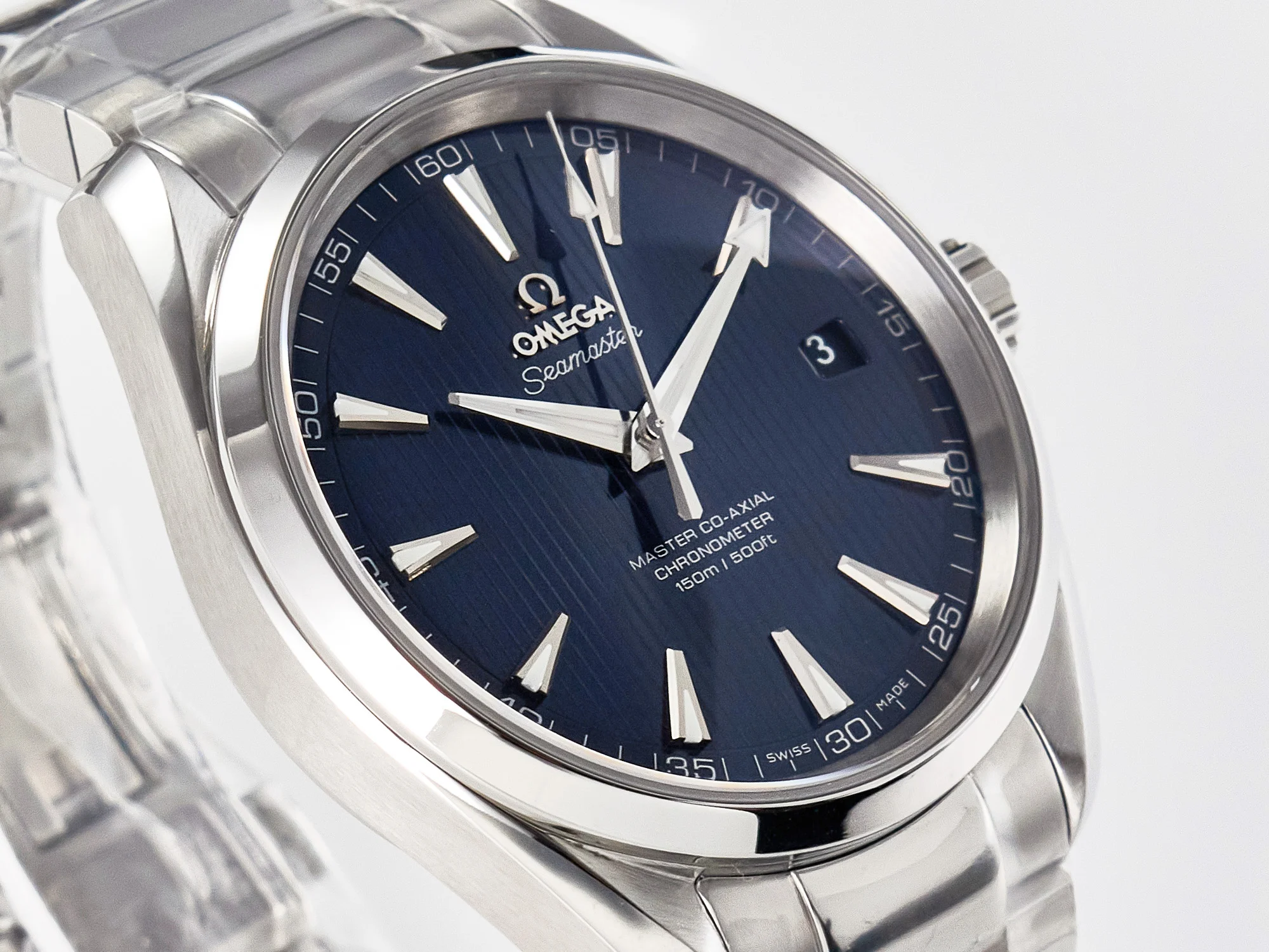 Aqua Terra 150M SS VSF 1:1 Best Edition Blue Textured Dial on SS Bracelet A8500 Super Clone