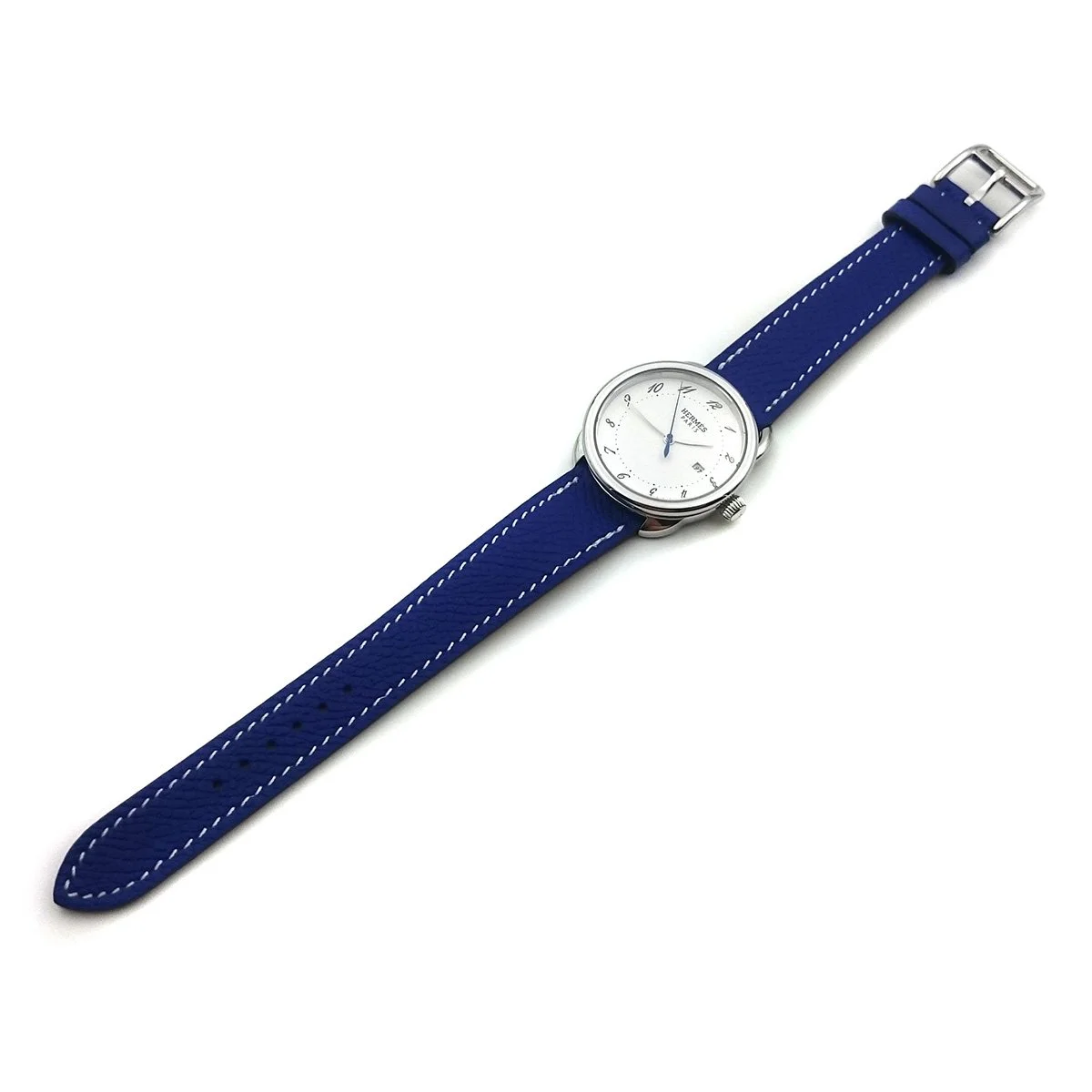 Arceau Steel on Blue Epsom Leather Strap