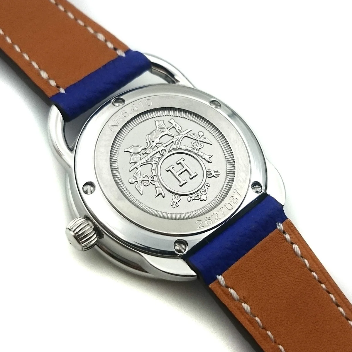 Arceau Steel on Blue Epsom Leather Strap