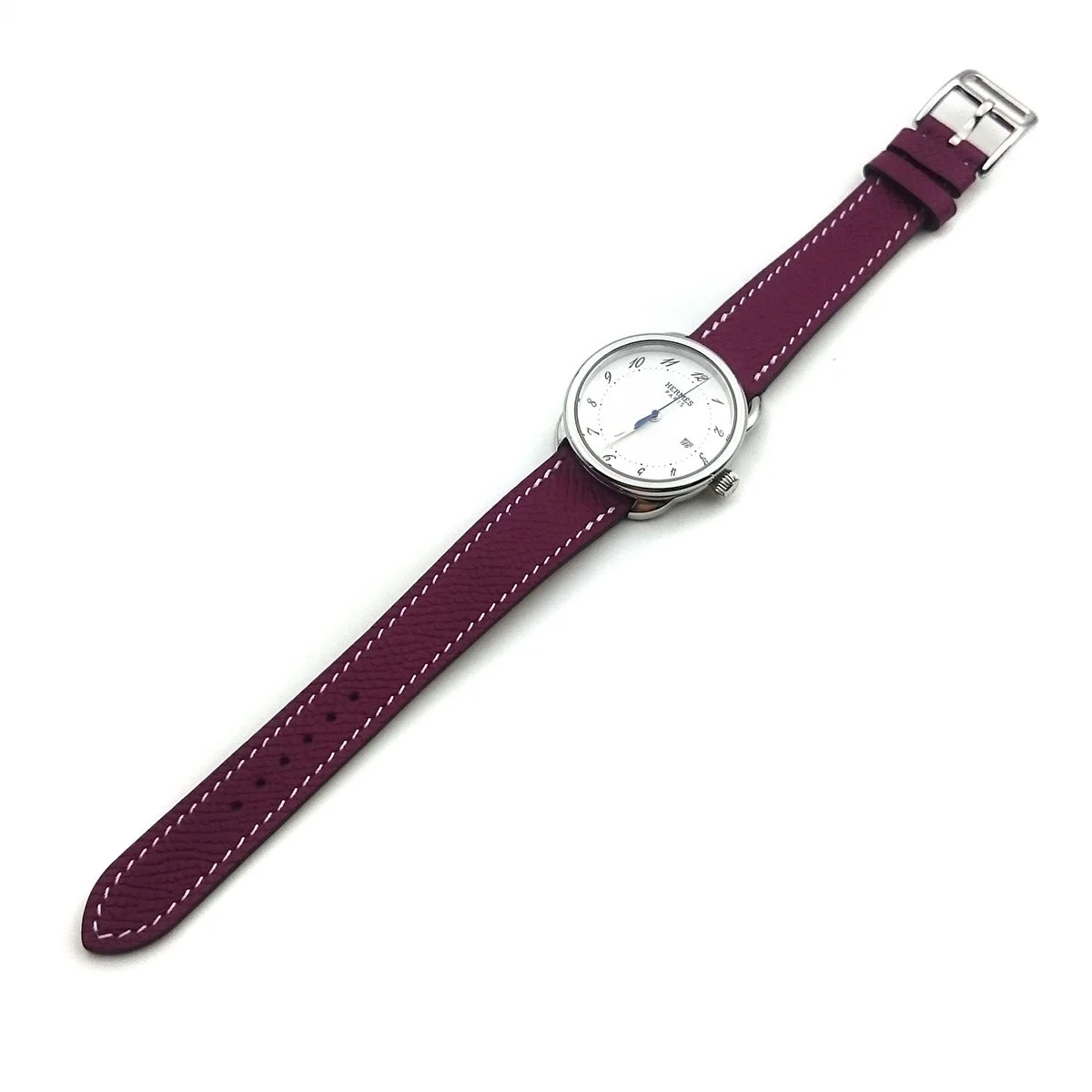 Arceau Steel on Violet Epsom Leather Strap