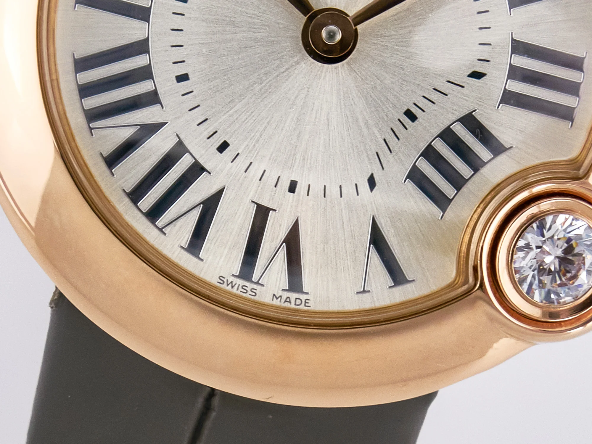 Ballon Blanc De Cartier 30mm RG DRF 1:1 Best Edition Silvered Texture Dial on Green Leather Strap Ronda Quartz