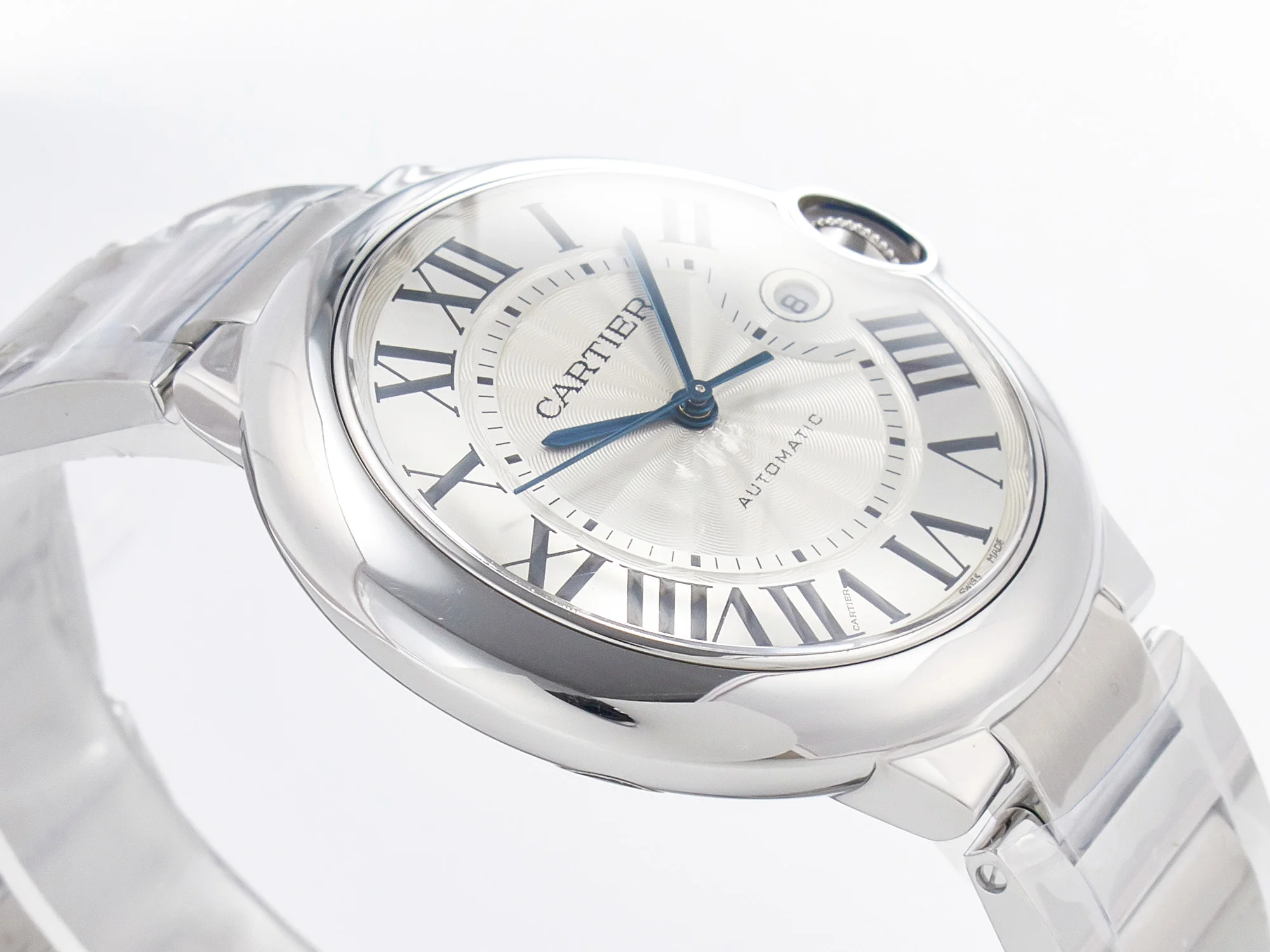 Ballon Bleu 42mm SS AF 1:1 Best Edition White Texture Dial on SS Bracelet A2824 V5