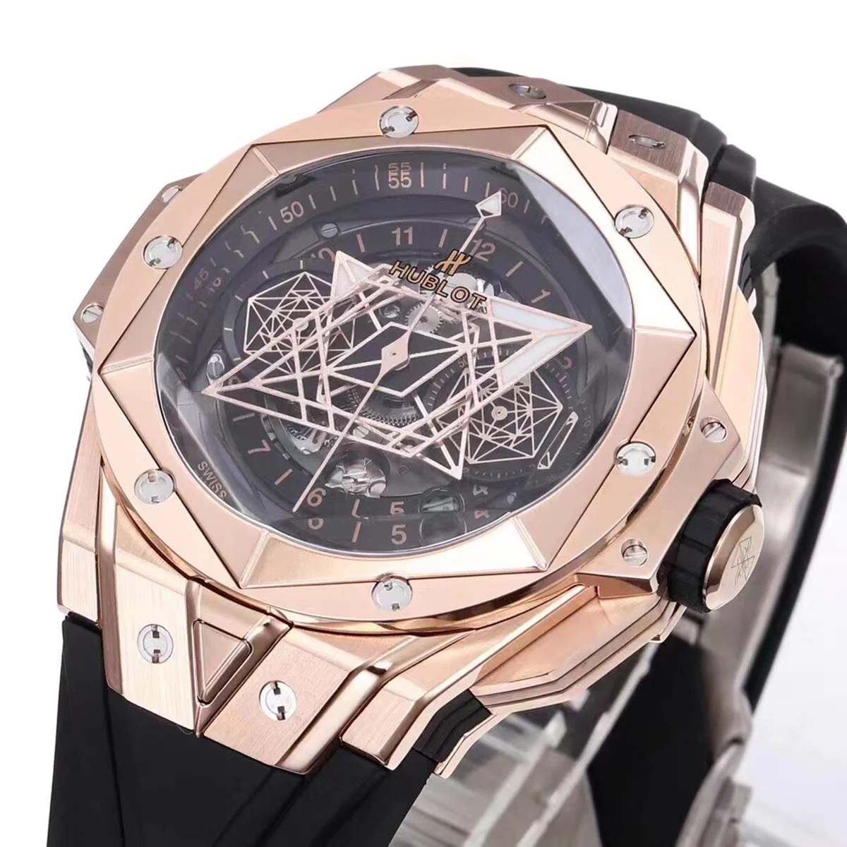 Big Bang Sang Bleu II Black Dial in Rose Gold