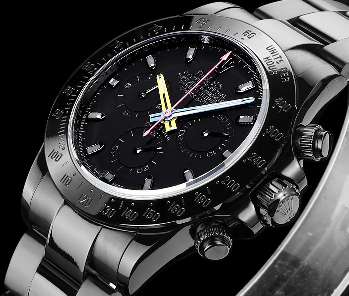 Blaken Daytona Black Dial with Colourful Hands