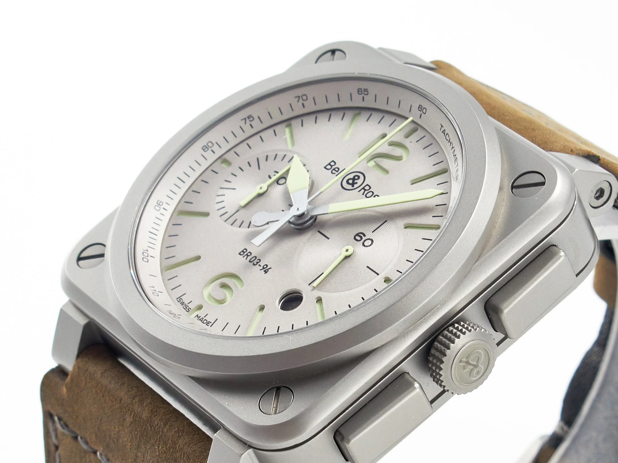 BR 03-94 Horolum Chronograph 1:1 Best Edition Brown Dial on Leather Strap Asia 7750