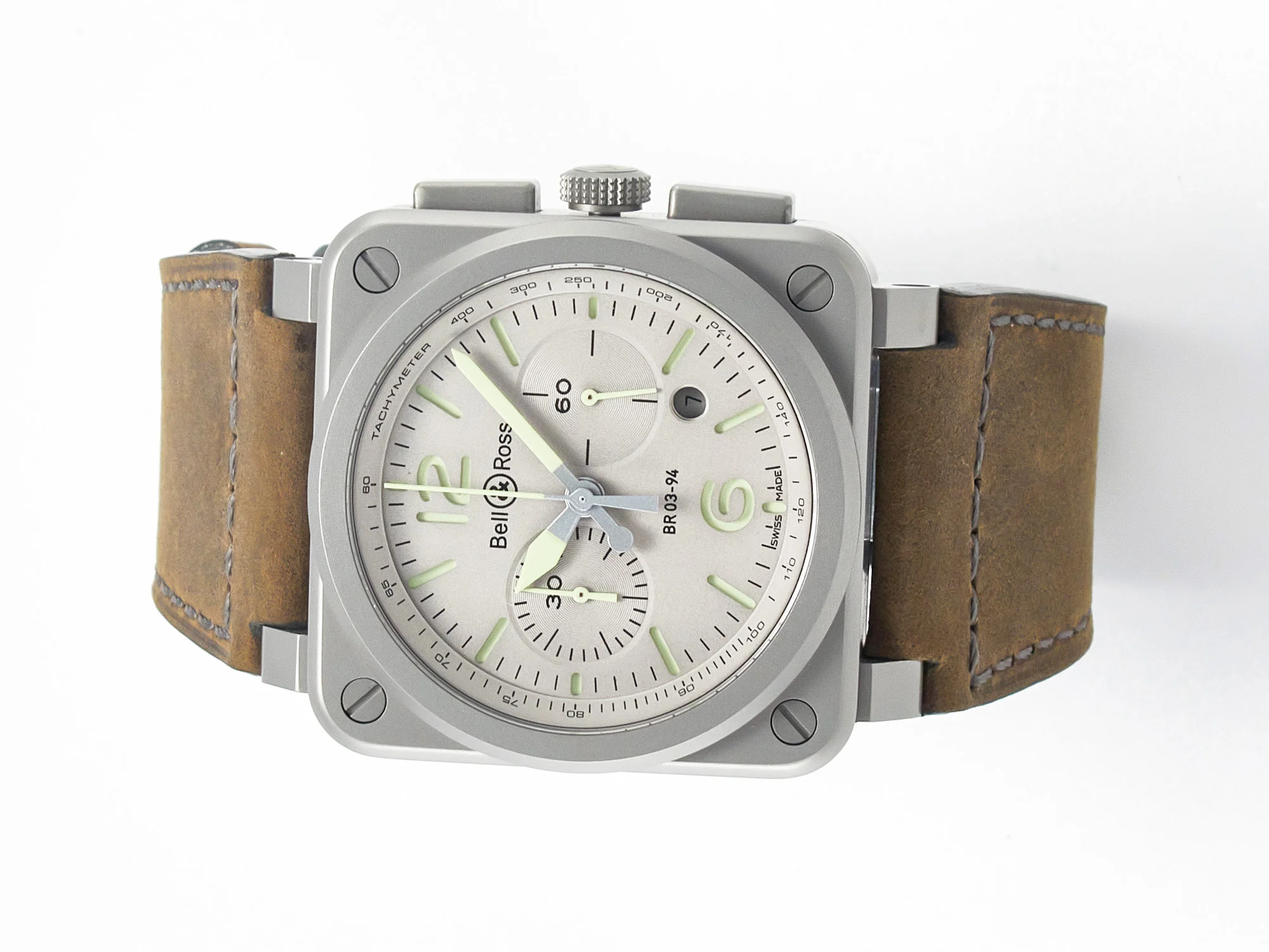 BR 03-94 Horolum Chronograph 1:1 Best Edition Brown Dial on Leather Strap Asia 7750