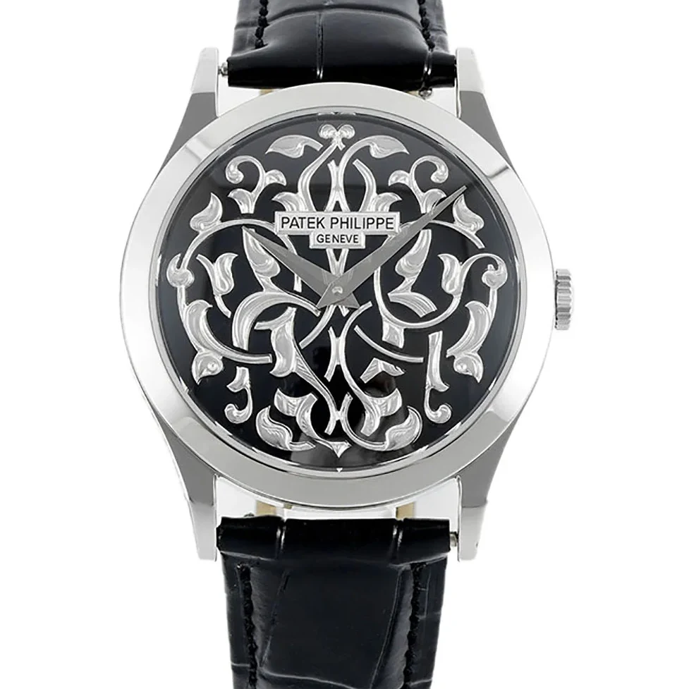 Calatrava 5088/100P Handengraved Black Dial in Platinum