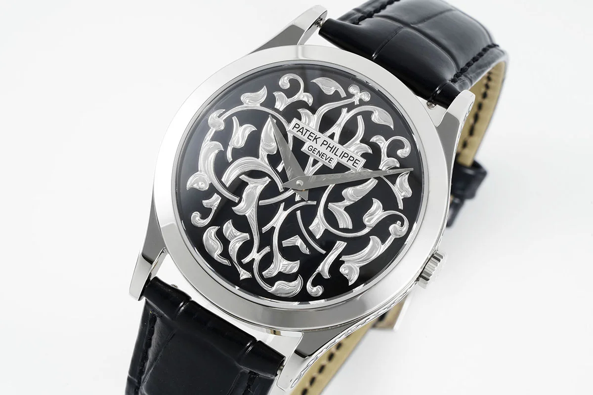Calatrava 5088/100P Handengraved Black Dial in Platinum