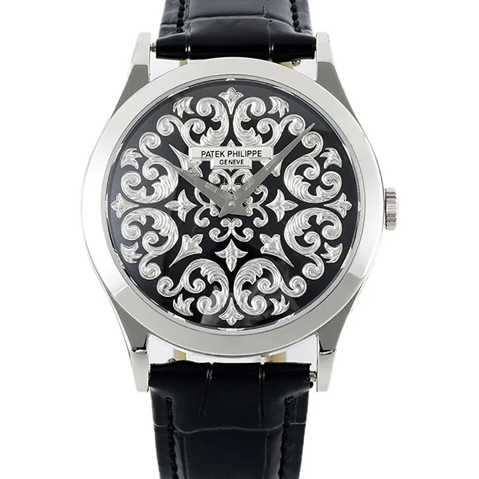 Calatrava 5088 Handengraved Black Dial in Platinum