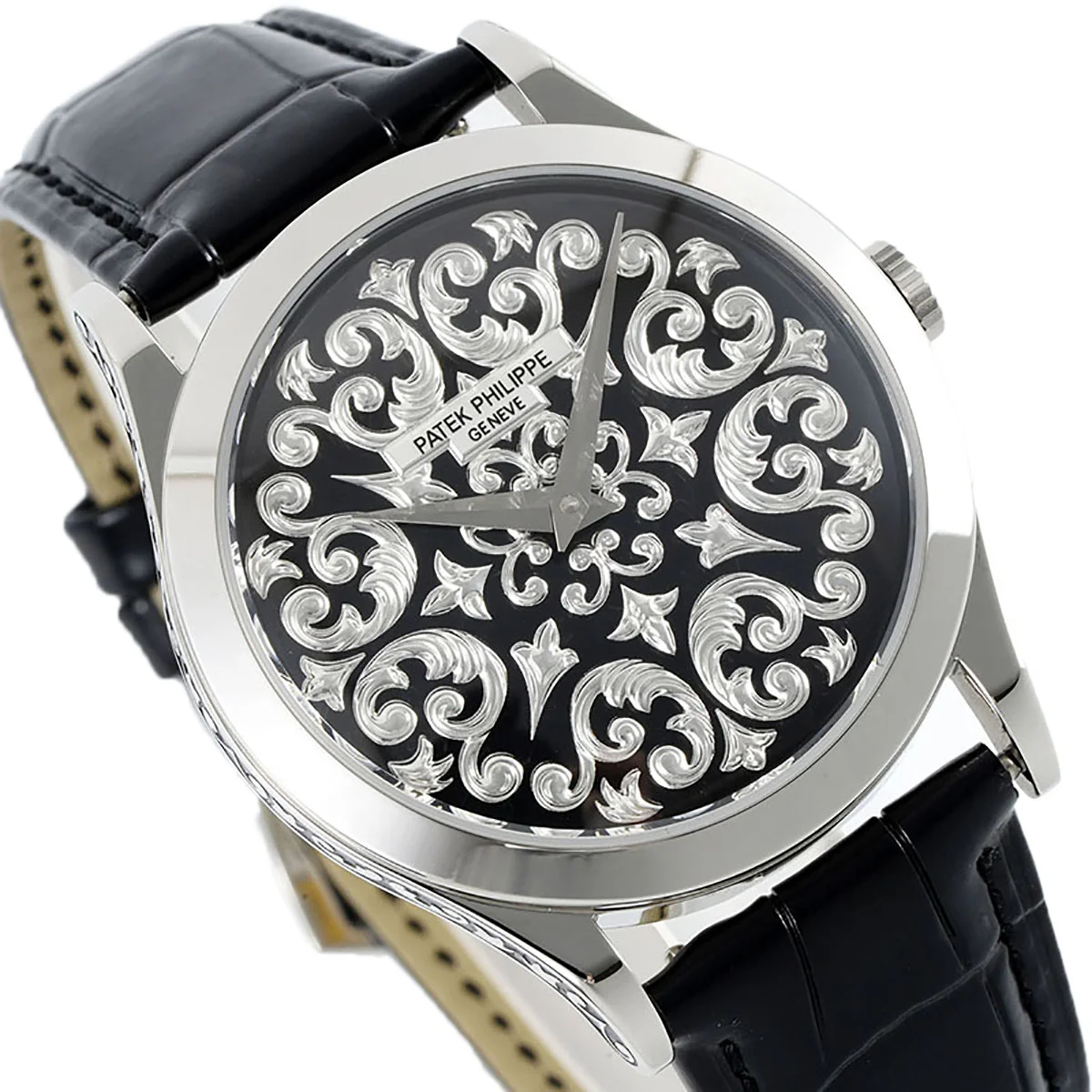 Calatrava 5088 Handengraved Black Dial in Platinum