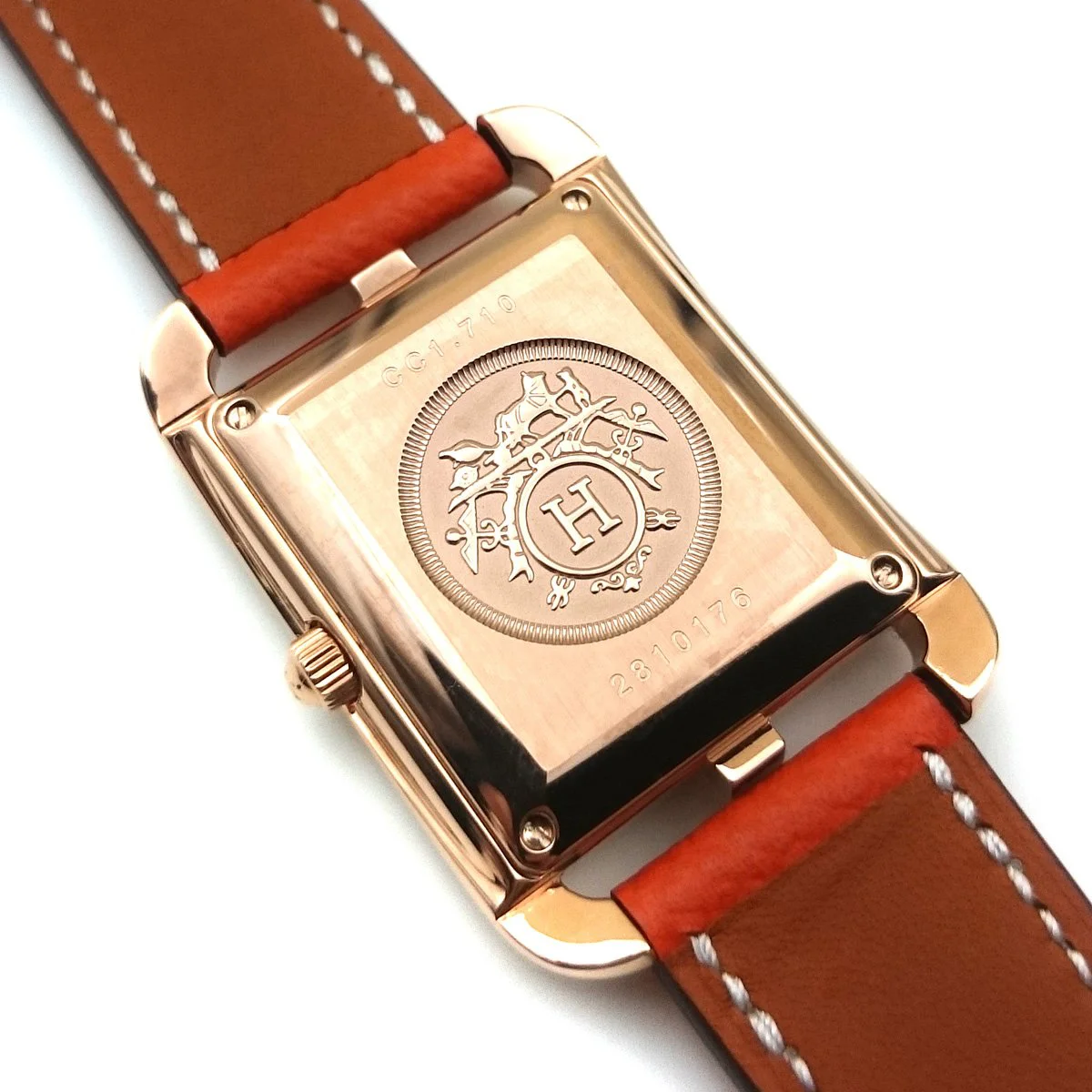 Cape Cod GM Quartz Rose Gold with Diamond Bezel on Orange Epsom Leather Strap