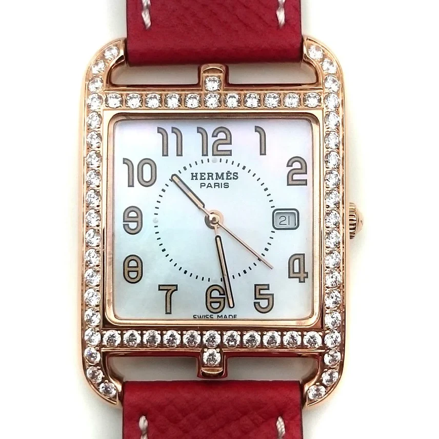 Cape Cod GM Quartz Rose Gold with Diamond Bezel on Red Epsom Leather Strap