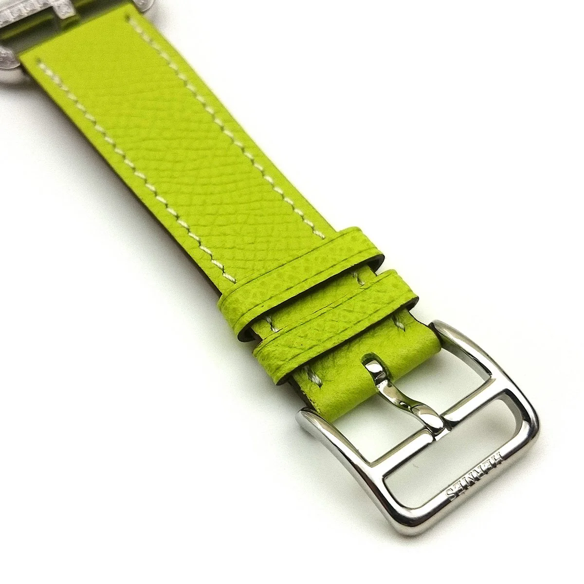 Cape Cod Steel with Diamond Bezel on Green Epsom Leather Strap