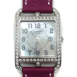 Cape Cod Steel with Diamond Bezel on Violet Epsom Leather Strap