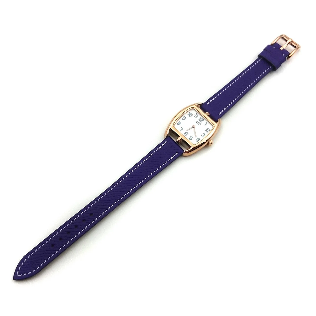 Cape Cod Tonneau Rose Gold on Purple Epsom Leather Strap