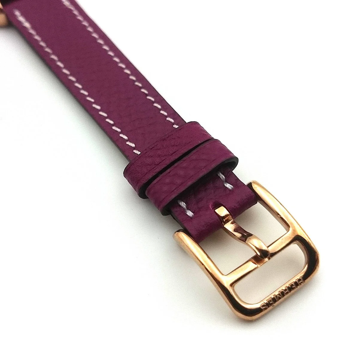 Cape Cod Tonneau Rose Gold on Violet Epsom Leather Strap