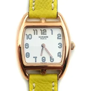 Cape Cod Tonneau Rose Gold on Yellow Epsom Leather Strap