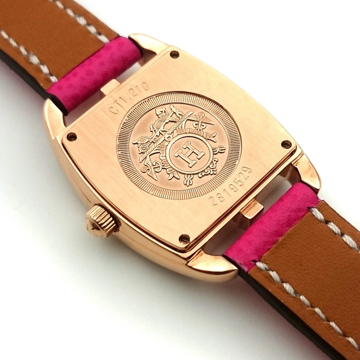 Cape Cod Tonneau Rose Gold with Diamond Bezel on Pink Epsom Leather Strap