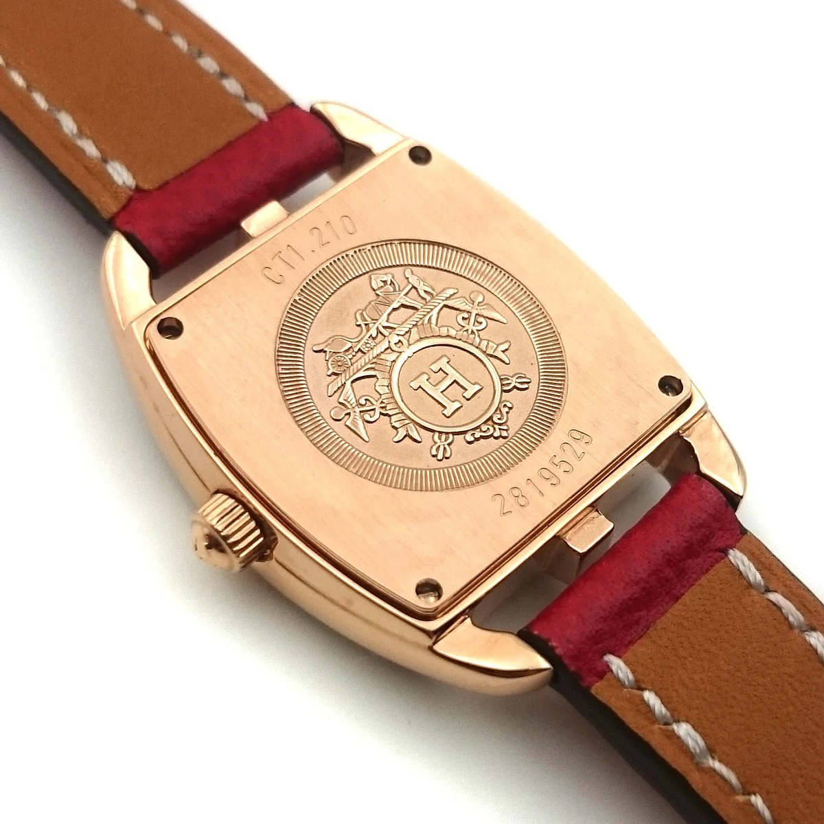 Cape Cod Tonneau Rose Gold with Diamond Bezel on Red Epsom Leather Strap
