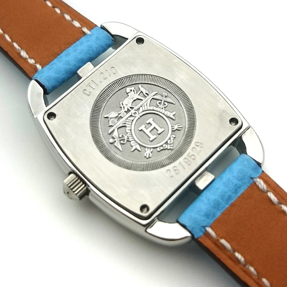 Cape Cod Tonneau Steel on Light Blue Epsom Leather Strap