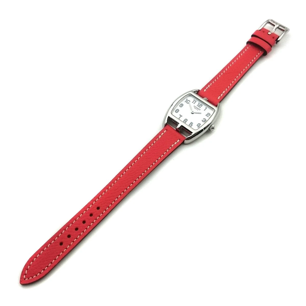 Cape Cod Tonneau Steel on Vermilion Epsom Leather Strap