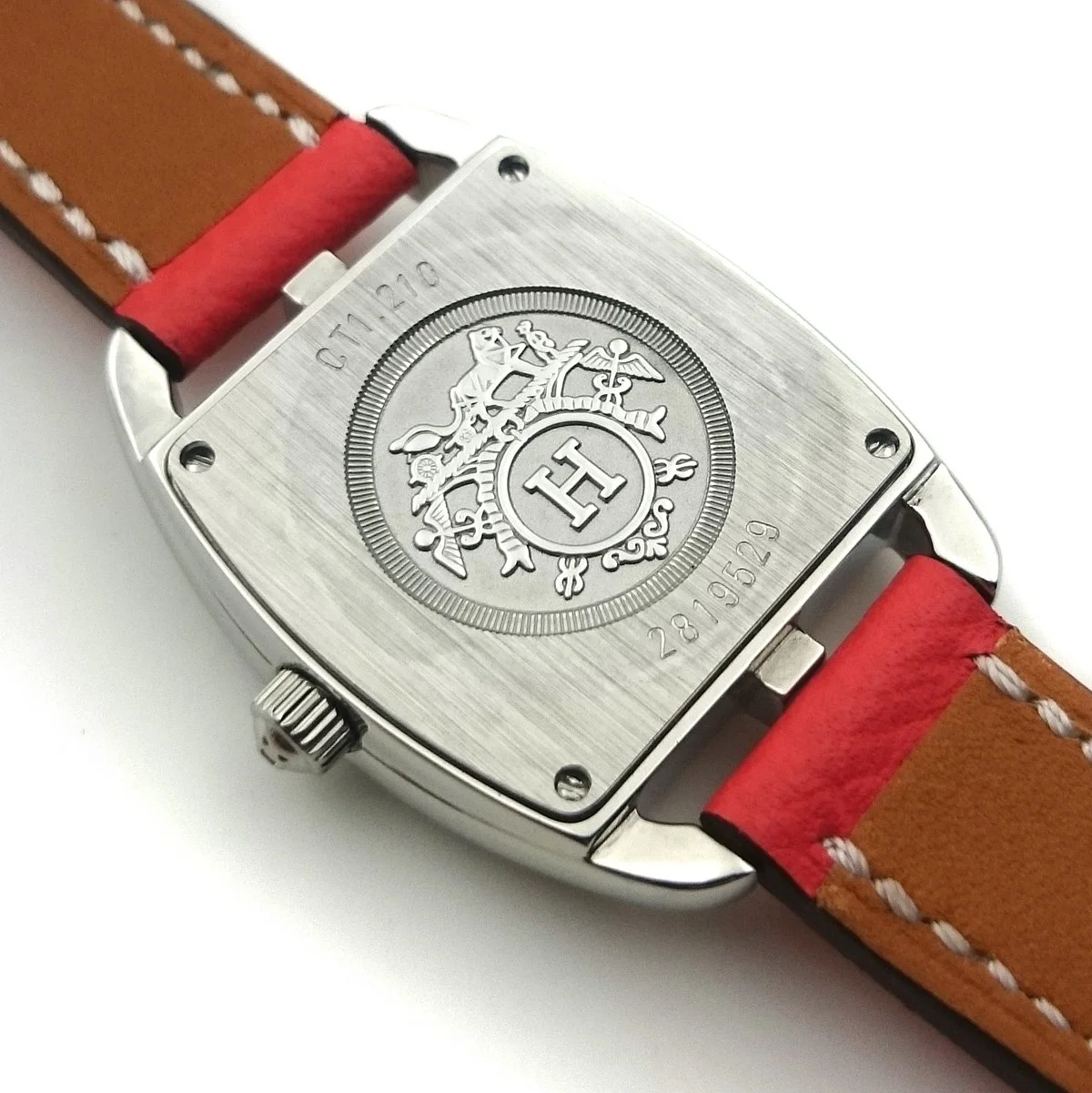 Cape Cod Tonneau Steel on Vermilion Epsom Leather Strap