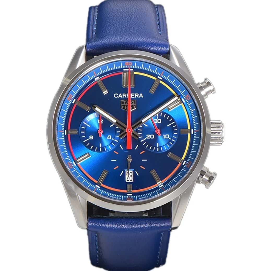 Carrera Chronograph 42 Blue Dial on Leather Strap