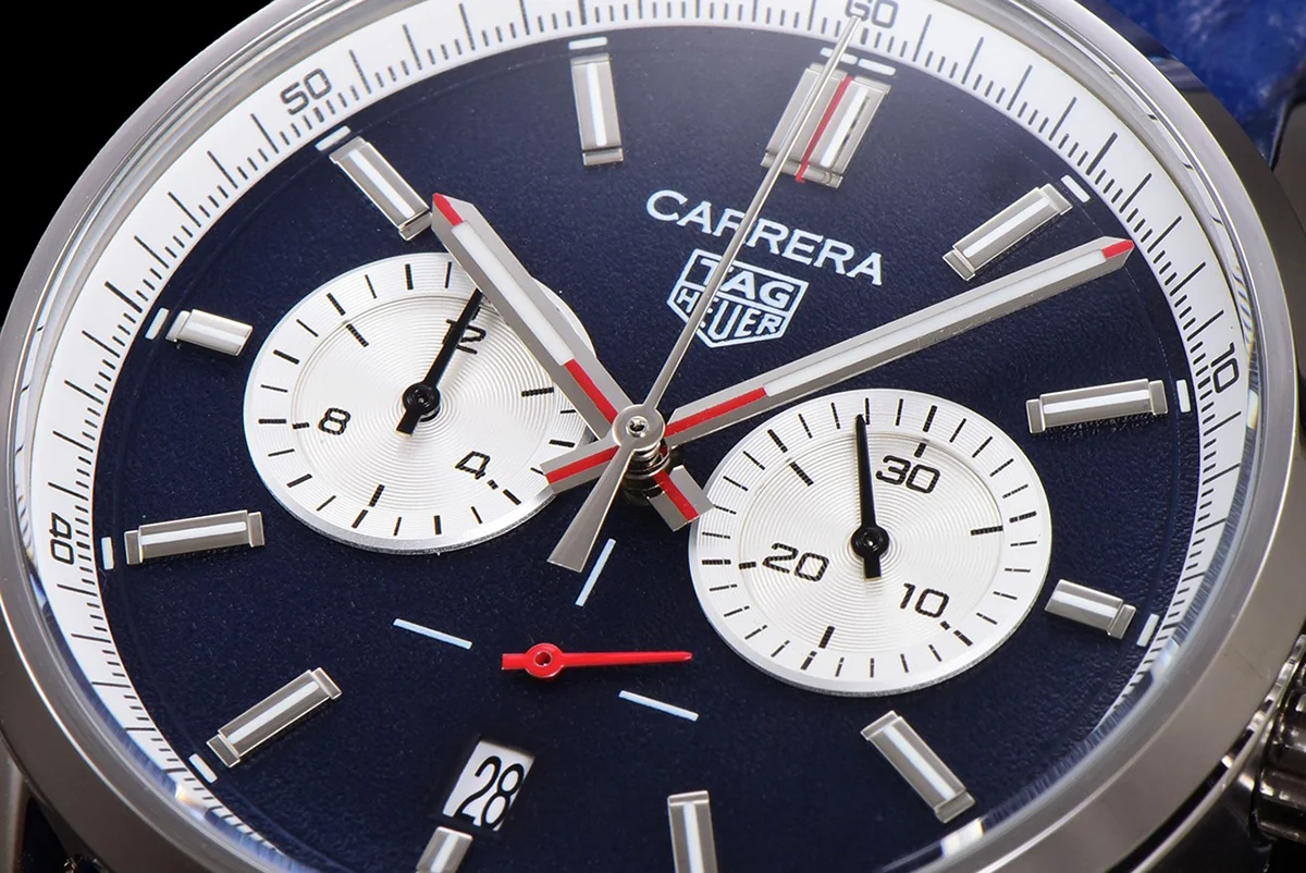 Carrera Chronograph 43 Blue Dial on Leather Strap