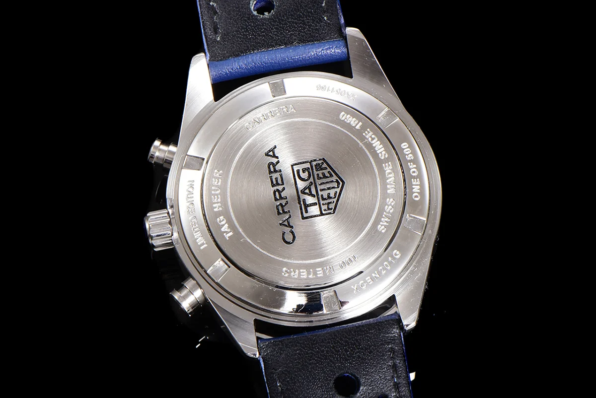 Carrera Chronograph 43 Blue Dial on Leather Strap