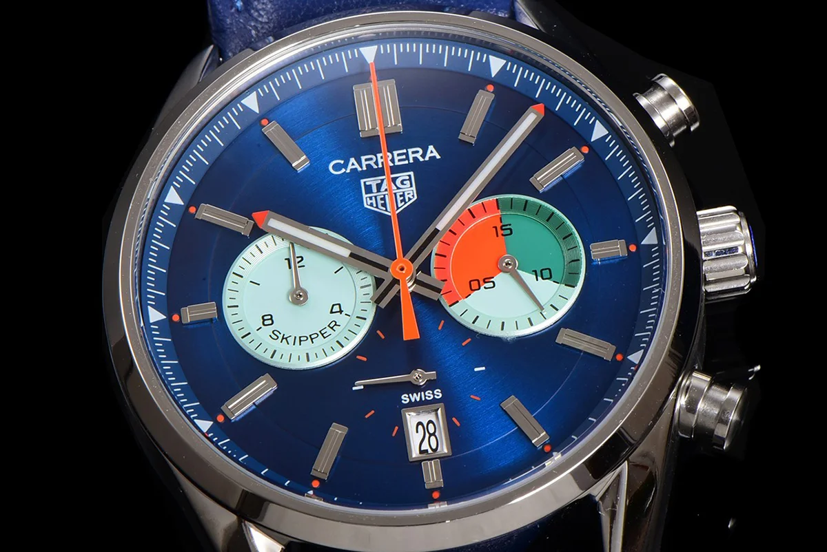 Carrera Skipper 39 Blue Dial on Leather Strap