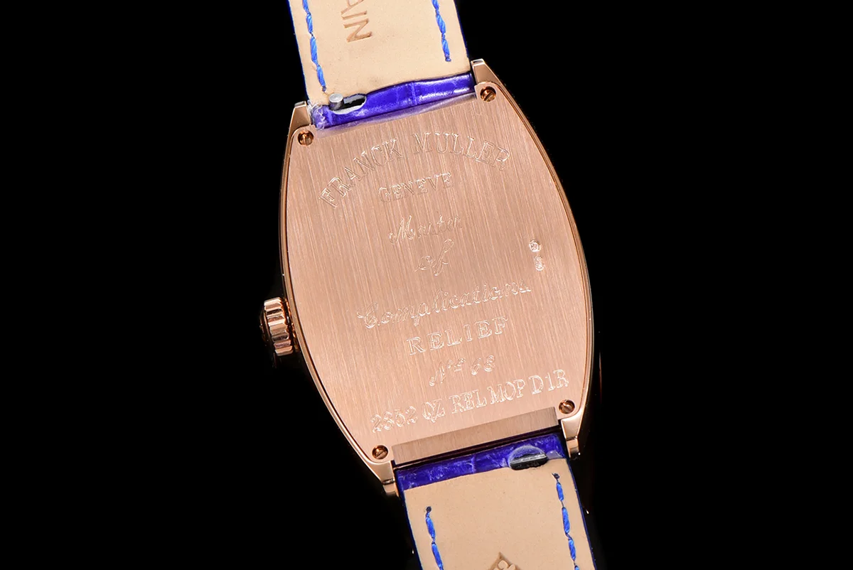 Cintree Curve MOP Dial in Rose Gold on Blue Leather Strap