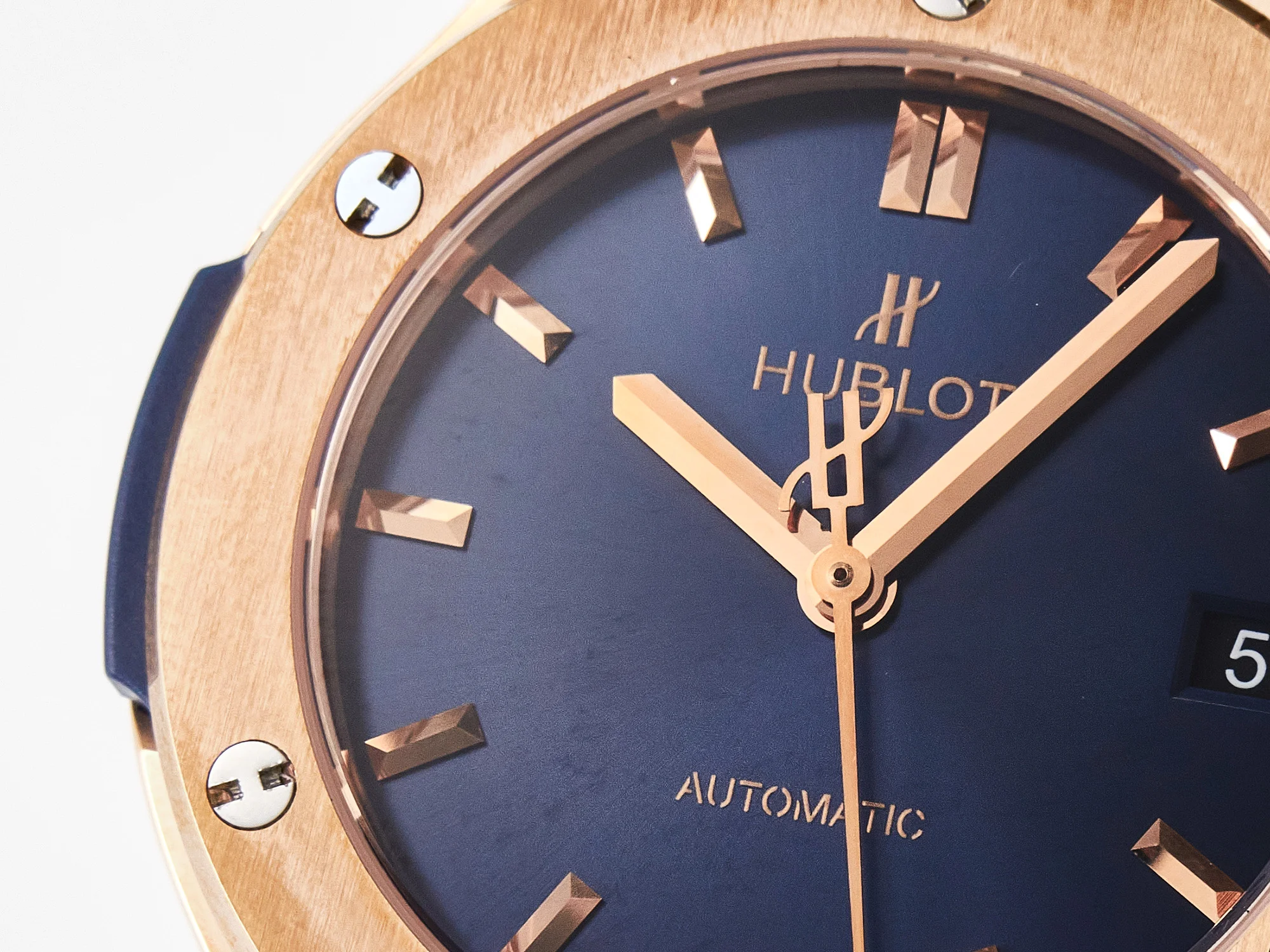 Classic Fusion 38mm RG JJF 1:1 Best Edition Blue Dial on Blue Gummy Leather Strap