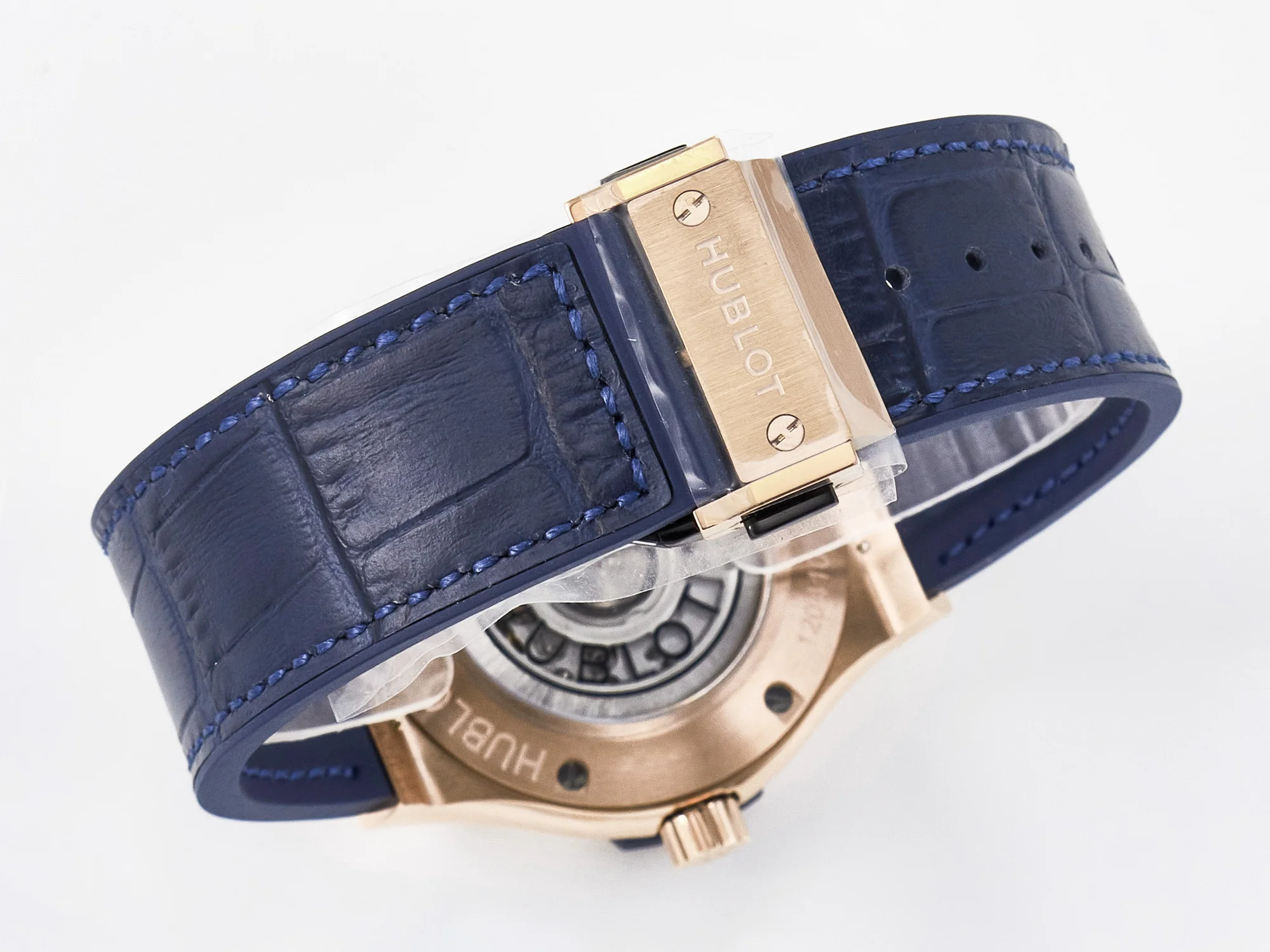 Classic Fusion 42mm RG JJF 1:1 Best Edition Blue Dial on Blue Gummy Leather Strap