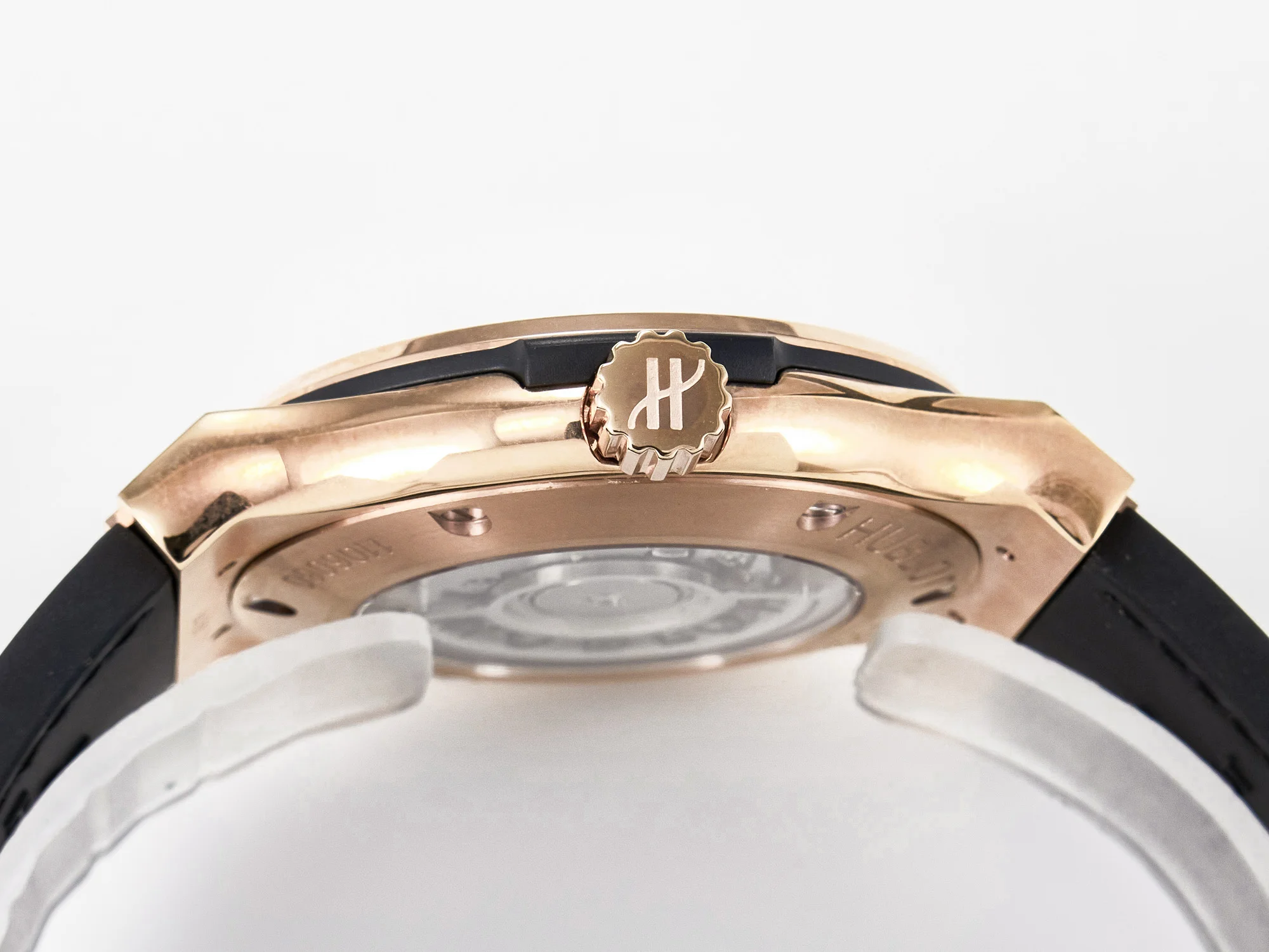 Classic Fusion 42mm RG JJF 1:1 Best Edition White Dial on Black Gummy Leather Strap