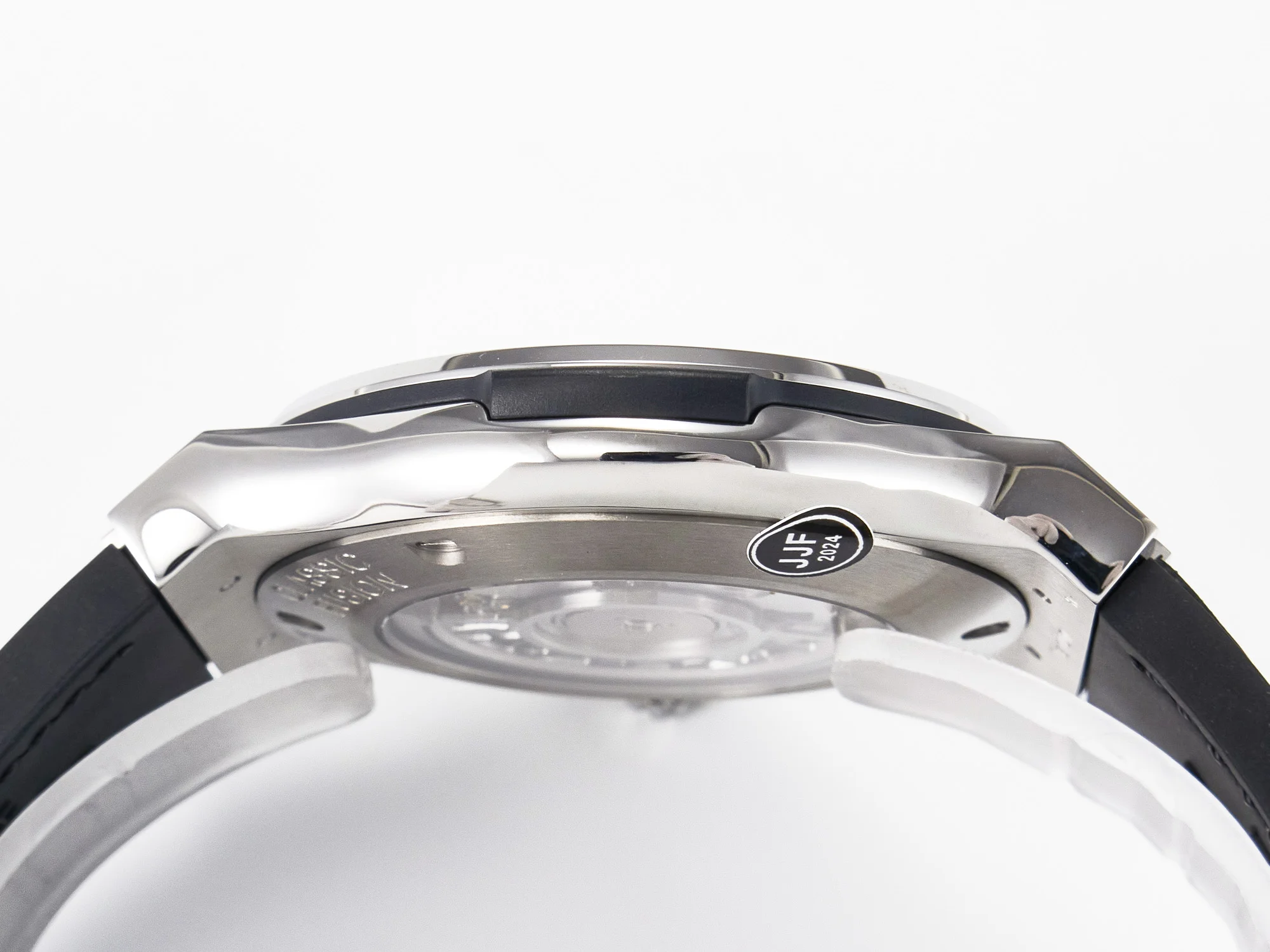 Classic Fusion 42mm SS JJF 1:1 Best Edition Black Dial on Black Gummy Leather Strap