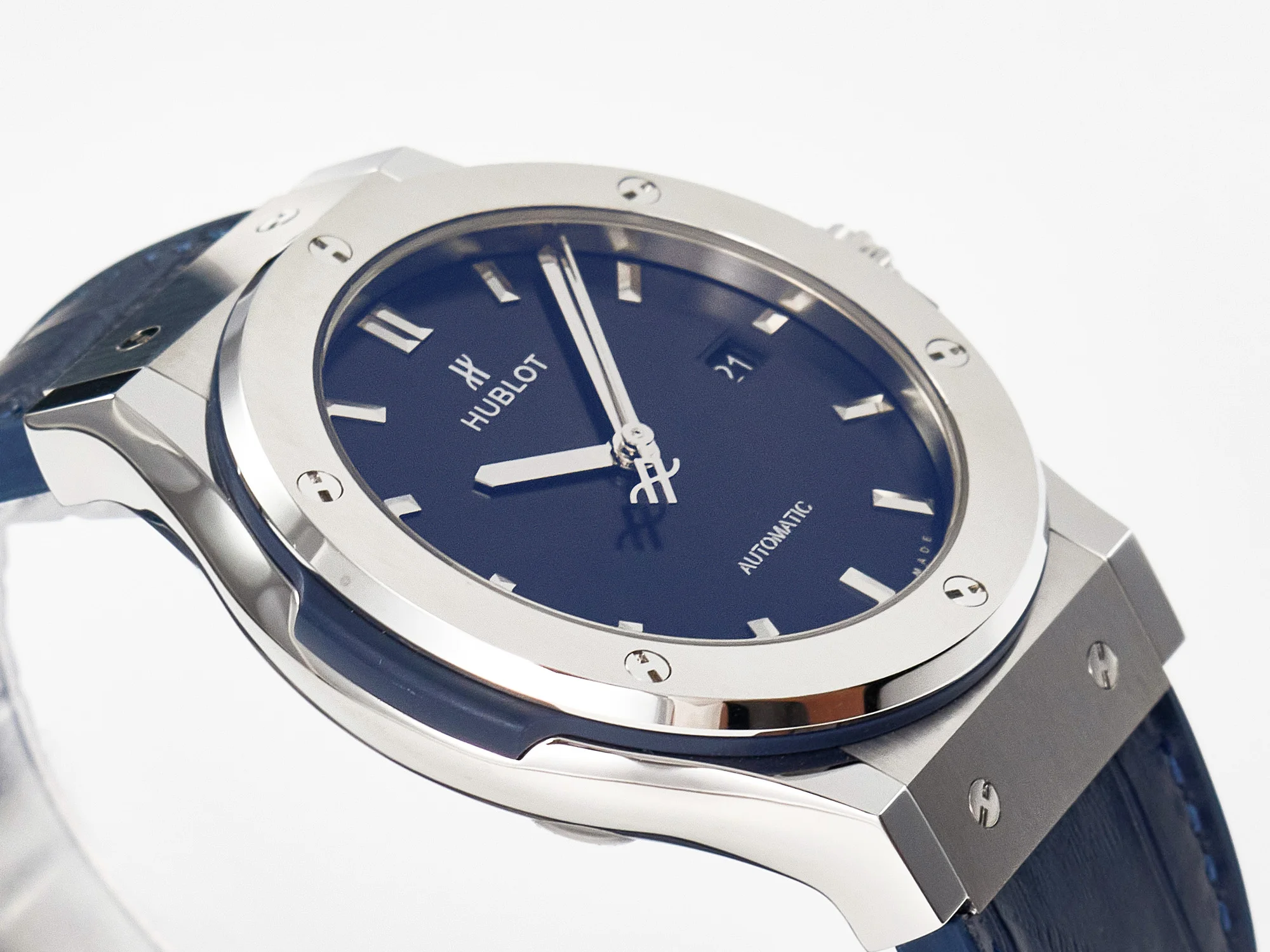Classic Fusion 42mm SS JJF 1:1 Best Edition Blue Dial on Blue Gummy Leather Strap