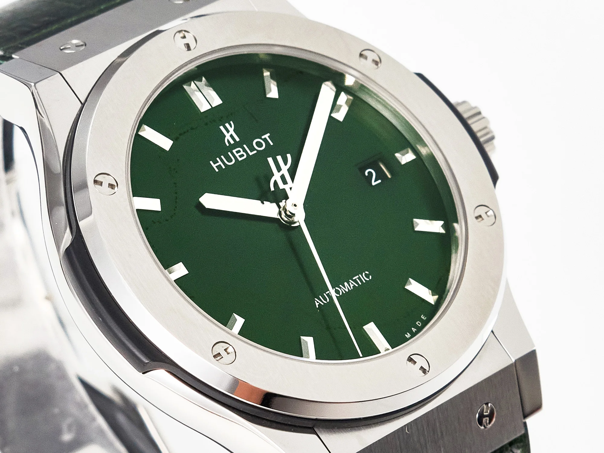 Classic Fusion 42mm SS JJF 1:1 Best Edition Green Dial on Green Gummy Leather Strap