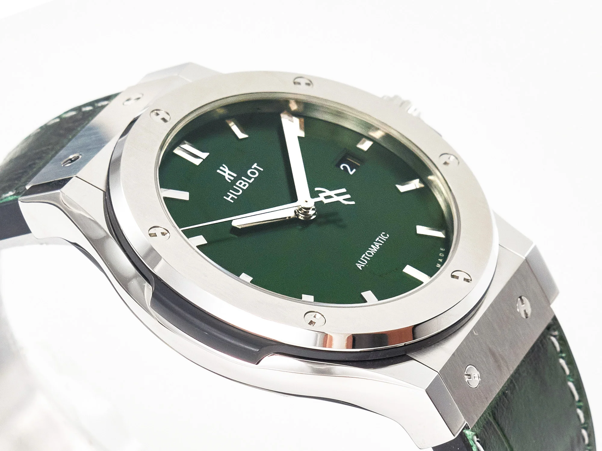 Classic Fusion 42mm SS JJF 1:1 Best Edition Green Dial on Green Gummy Leather Strap
