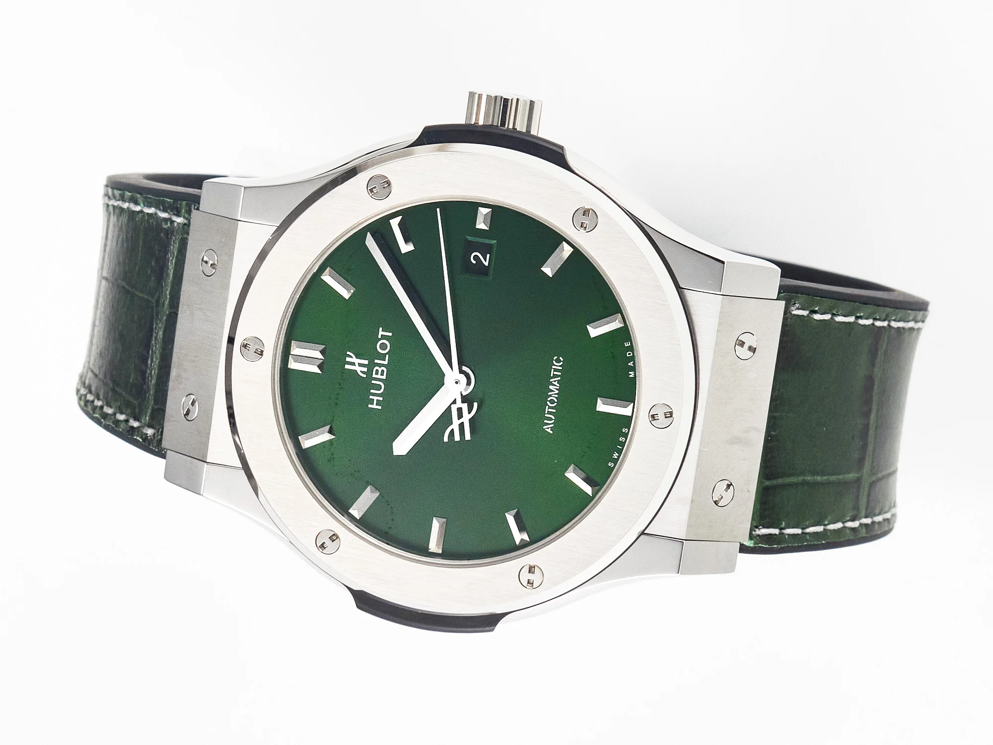 Classic Fusion 42mm SS JJF 1:1 Best Edition Green Dial on Green Gummy Leather Strap