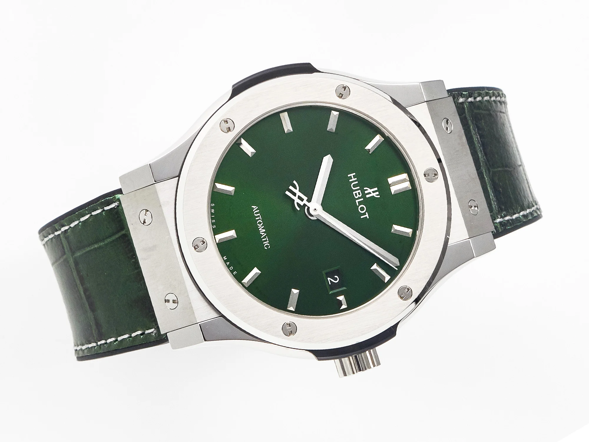 Classic Fusion 42mm SS JJF 1:1 Best Edition Green Dial on Green Gummy Leather Strap